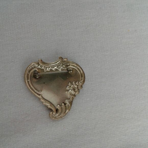 Antique Victorian Sterling Silver Brooch Ornate Art Nouveau - Picture 5 of 5